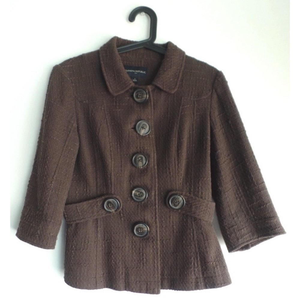BANANA REPUBLIC Basketweave Tweedy Blazer, sz 6